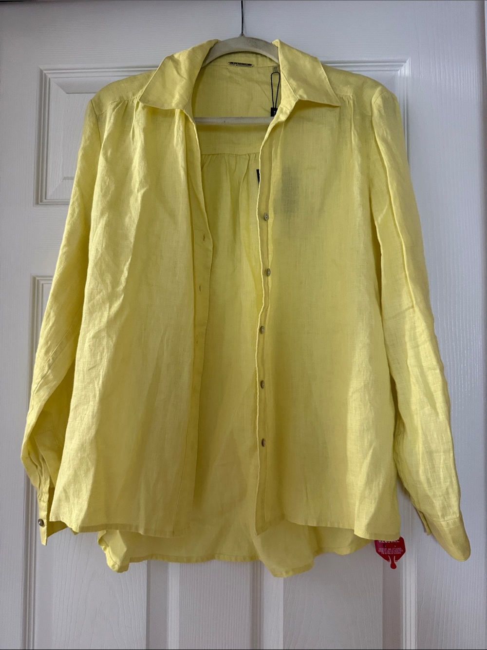 Elie Tahari Lemon Yellow Linen Button-Down Shirt